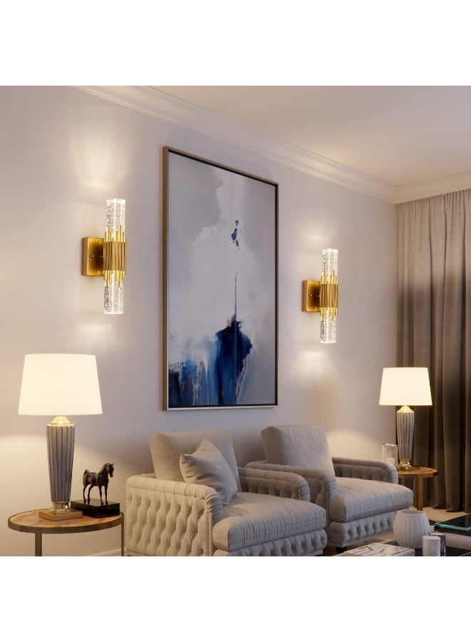 ALMIFTAH Modern Luxury Crystal Wall Light with Gold Finish, LED Decorative Wall Sconce for Living Room, Bedroom, Hallway, Staircase, Hotel & Office Interior Elegant Ambient Lighting Fixture - Image 2